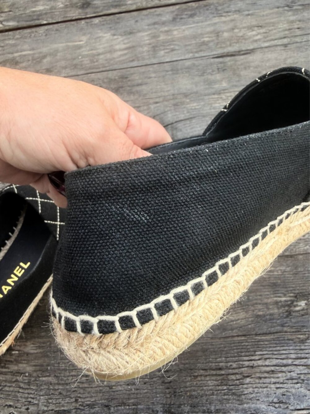 Chanel Espadrilles sz 41 Runs Small More like a 9 Black and Tan Cross Stitch - Picture 11 of 16